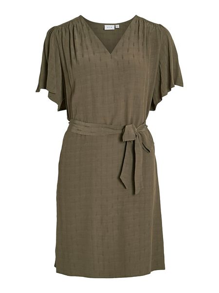 Vila Sukienka w kolorze brązowym rozmiar: 38. Brązowe sukienki damskie Vila, bez wzorów, z włókna, bez ramiączek. Za 74.28 zł.