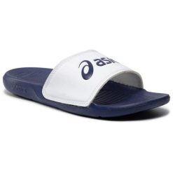 Klapki unisex Asics Slide. Białe klapki damskie Asics, bez wzorów, bez obcasa, bez zapięcia. Za 94.00 zł.