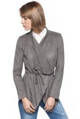 DAMSKI ŻAKIET TOM TAILOR MODERN FAKE SUEDE JACKET. Szare marynarki i żakiety damskie Tom Tailor, l, bez wzorów, z zamszu, wizytowe. W wyprzedaży za 69.99 zł.