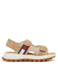 Tommy Hilfiger Sandały T3B2-33901-1692500 S Beżowy. Brązowe sandały chłopięce Tommy Hilfiger, ze skóry, bez zapięcia. Za 189.99 zł.