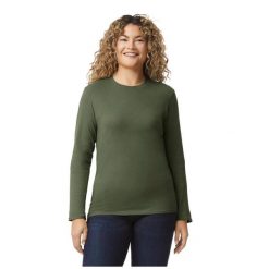 Koszulka Z Długim Rękawem Dla Dorosłych Unisex Soft Touch. Zielone bluzki damskie GILDAN, m, bez wzorów, sportowe, bez kołnierzyka, bez ramiączek. Za 50.99 zł.