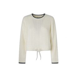 Sweter damski Pepe Jeans Elnora. Białe swetry klasyczne damskie Pepe Jeans, na zimę, z jeansu, bez kołnierzyka. W wyprzedaży za 281.00 zł.