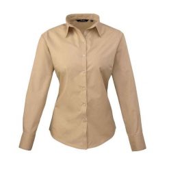 Bluzka Damska Z Długim Rękawem Z Popeliny. Zielone bluzki damskie PREMIER, xl, bez wzorów, casualowe, bez kołnierzyka, bez ramiączek. Za 118.99 zł.