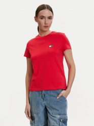 Tommy Jeans T-Shirt DW0DW22274 Czerwony Regular Fit. Czerwone t-shirty damskie Tommy Jeans, m, bez wzorów, z bawełny, bez kołnierzyka. Za 169.99 zł.