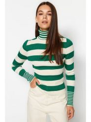 Trendyol Golf w kolorze biało-zielonym rozmiar: M. Białe golfy damskie Trendyol, m, bez wzorów, bez ramiączek. Za 69.58 zł.