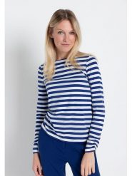 More & More Koszulka w kolorze granatowo-białym rozmiar: 44. Białe bluzki damskie More & More, bez wzorów, bez kołnierzyka, bez ramiączek. Za 79.40 zł.