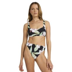 Stanik bikini typu bralette dla Kobiety PRINTED ESSENTIALS Czarny. Czarne bikini Roxy, bez wzorów, z elastanu. Za 169.99 zł.