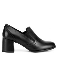 Półbuty Lasocki. Czarne czółenka damskie Lasocki, bez wzorów, bez obcasa, na obcasie, bez zapięcia. Za 154.99 zł.