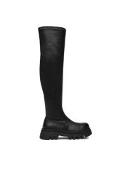 DeeZee Kozaki 13226-7 Czarny. Czarne kozaki damskie DeeZee, z materiału, bez obcasa, na płaskiej podeszwie, bez zapięcia. Za 259.99 zł.