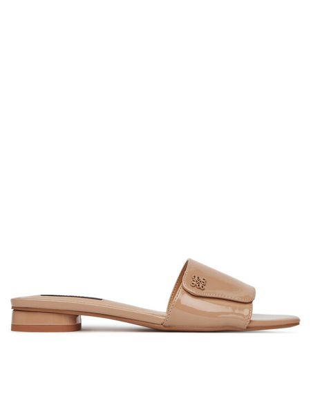 Nine West Klapki S4SH1847-01 Beżowy. Brązowe klapki damskie Nine West, bez wzorów, z materiału, bez obcasa, bez zapięcia. Za 109.99 zł.