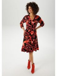 Aniston Sukienka w kolorze czarno-czerwonym rozmiar: 38. Czarne sukienki damskie Aniston, bez wzorów, z tkaniny, bez ramiączek. Za 91.77 zł.