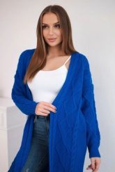Sweter Kardigan z warkoczowym splotem chabrowy. Niebieskie kardigany damskie KESI, l, bez wzorów, z wełny. Za 178.78 zł.