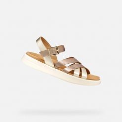 Sandały GEOX D XAND 2S Złoty. Brązowe sandały damskie Geox, bez wzorów, ze skóry, bez obcasa, bez zapięcia. Za 351.99 zł.