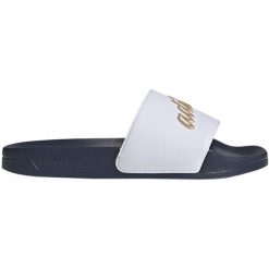 Klapki adidas Adilette Shower W GZ5930 białe. Białe klapki damskie bez wzorów, z syntetyku, bez obcasa, bez zapięcia. Za 208.80 zł.