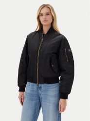 Guess Jeans Kurtka bomber W5RL81 WHAA2 Czarny Regular Fit. Czarne kurtki damskie Guess Jeans, l, z aplikacjami, z jeansu, bez kaptura. Za 459.99 zł.