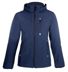 Wodoodporna kurtka jeździecka z kapturem HKM Sport. Niebieskie kurtki sportowe damskie HKM, m, bez wzorów, z materiału, z kapturem. Za 351.50 zł.