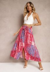 Różowa Rozkloszowana Spódnica z Wiskozy z Nieodpinanymi Ozdobnymi Guzikami Zafina. Czerwone spódnice damskie Renee, na co dzień, l, bez wzorów, z wiskozy, eleganckie, maxi. Za 49.99 zł.