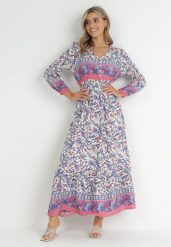 Beżowo-Niebieska Sukienka Boho z Wiskozy Lohine. Brązowe sukienki damskie Born2be, z aplikacjami, z wiskozy, boho, bez ramiączek. Za 119.99 zł.