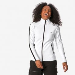 Bluza narciarska damska Quechua Mid L 900 seamless. Białe bluzy damskie QUECHUA, l, bez wzorów, z elastanu, bez kaptura. Za 269.99 zł.
