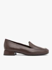 Brązowe skórzane mokasyny. Brązowe mokasyny damskie Ryłko, z gumy, bez obcasa. Za 429.99 zł.