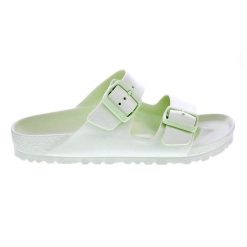 Klapki damskie Birkenstock Arizona Eva. Zielone klapki damskie Birkenstock, bez wzorów, z materiału, bez obcasa, bez zapięcia. Za 331.00 zł.