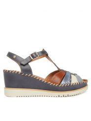 Pikolinos Sandały Aguadulce W3Z-1836C1 Niebieski. Niebieskie sandały damskie Pikolinos, bez wzorów, ze skóry, bez obcasa, na koturnie, bez zapięcia. Za 599.99 zł.