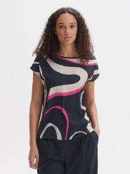 OPUS Koszulka w kolorze granatowym rozmiar: 38. Niebieskie bluzki damskie Opus, bez wzorów, bez kołnierzyka, bez ramiączek. Za 86.99 zł.