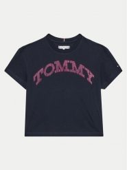 Tommy Hilfiger T-Shirt KG0KG08357 D Granatowy Regular Fit. Niebieskie koszulki i t-shirty dziewczęce Tommy Hilfiger, bez wzorów, z bawełny, bez kołnierzyka, bez ramiączek. Za 99.99 zł.