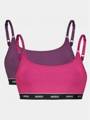 HUGO Komplet biustonoszy topów Twin Bralette 50480158 Różowy. Czerwone komplety bielizny Hugo, bez wzorów, z bawełny. Za 119.99 zł.