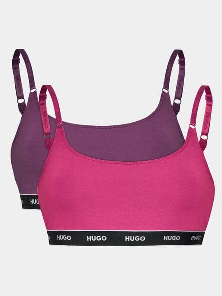 HUGO Komplet biustonoszy topów Twin Bralette 50480158 Różowy. Czerwone biustonosze Hugo, bez wzorów, z bawełny. Za 119.99 zł.