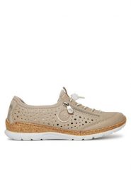 Rieker Sneakersy N42P6-62 Beżowy. Brązowe obuwie sportowe damskie Rieker, z materiału, bez zapięcia. Za 259.99 zł.