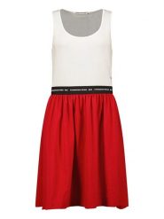 Canadian Peak Sukienka "Jodieak" w kolorze biało-czerwonym rozmiar: XXL. Białe sukienki damskie Canadian Peak, bez wzorów, z bawełny, bez ramiączek. Za 82.99 zł.