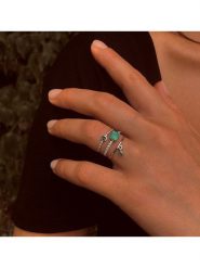 OR Carats Złoty pierścionek z diamentem i kamieniem szlachetnym rozmiar: 50. Szare pierścionki damskie OR Carats, z diamentem, złote. Za 2,079.99 zł.