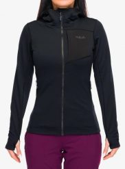 Bluza rozpinana damska Rab Superflux Hoody. Czarne bluzy damskie RAB, m, bez wzorów, z materiału, z kapturem. Za 401.49 zł.