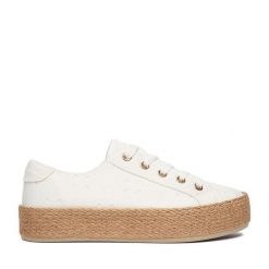 Espadryle JENNY. Białe espadryle damskie Jenny, bez wzorów, bez obcasa. Za 99.99 zł.