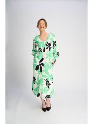 Marks & Spencer Sukienka w kolorze zielono-biało-czarnym rozmiar: 47. Białe sukienki damskie Marks & Spencer, bez wzorów, z wiskozy, bez ramiączek. Za 114.17 zł.