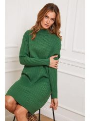 So Cachemire Sukienka dzianinowa "Doumbia" w kolorze zielonym rozmiar: XL. Zielone sukienki damskie So Cachemire, bez wzorów, z dzianiny, bez ramiączek. Za 170.47 zł.