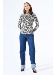 Garcia Koszulka w kolorze czarno-beżowym rozmiar: XS. Brązowe koszulki damskie Garcia, xs, bez wzorów, z bawełny, bez kołnierzyka, bez ramiączek. Za 65.69 zł.