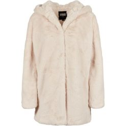 Płaszcz Damski Z Kapturem Teddy Fleece. Białe płaszcze damskie Urban Classics, bez wzorów, z kapturem. Za 286.99 zł.