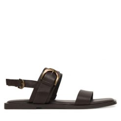 Sandały Tamaris. Brązowe sandały damskie Tamaris, bez wzorów, bez obcasa, na płaskiej podeszwie, bez zapięcia. Za 299.99 zł.