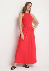 Czerwona Sukienka Bawełniana Rozkloszowana bez Rękawów z Kieszonkami Efrinara. Czerwone sukienki damskie Born2be, bez wzorów, z bawełny, eleganckie, bez ramiączek. W wyprzedaży za 118.99 zł.