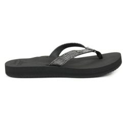 Damskie japonki Reef. Czarne klapki damskie Reef, bez wzorów, z materiału, bez obcasa, bez zapięcia. Za 359.99 zł.