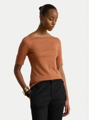 LAUREN RALPH LAUREN T-Shirt Judy 200654963505 Pomarańczowy Regular Fit. Brązowe t-shirty damskie Lauren Ralph Lauren, xl, bez wzorów, z bawełny, bez kołnierzyka. Za 289.99 zł.