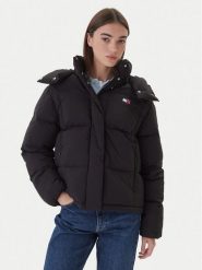 Tommy Jeans Kurtka puchowa DW0DW21623 Czarny Regular Fit. Czarne kurtki damskie Tommy Jeans, xxs, bez wzorów, z jeansu, bez kaptura. Za 929.99 zł.