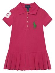 Polo Ralph Lauren Sukienka codzienna 312A95975001 Różowy Regular Fit. Czerwone sukienki dziewczęce Polo Ralph Lauren, bez wzorów, z bawełny, bez ramiączek, proste. Za 489.99 zł.