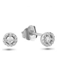 DIA DIAMONDS Srebrne kolczyki-wkrętki z diamentami rozmiar: onesize. Szare kolczyki damskie DIA DIAMONDS, z diamentem, srebrne. Za 285.49 zł.