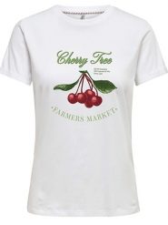 ONLY Koszulka "Lathena" w kolorze białym rozmiar: XS. Białe koszulki damskie Only, xs, bez wzorów, z bawełny, bez kołnierzyka, bez ramiączek. Za 37.21 zł.