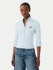 Tommy Jeans Kardigan DW0DW20967 Niebieski jasny Slim Fit. Niebieskie kardigany damskie Tommy Jeans, l, bez wzorów, z jeansu. Za 409.99 zł.