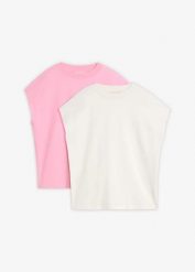 T-shirt z czystej bawełny organicznej (2 szt.). Niebieskie t-shirty damskie bonprix, bez wzorów, z bawełny, bez kołnierzyka. Za 99.98 zł.
