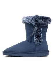 ISLAND BOOT Kozaki zimowe "Cora" w kolorze granatowym rozmiar: 39. Niebieskie kozaki damskie Island Boot, na zimę, z materiału, bez obcasa, bez zapięcia. Za 158.47 zł.